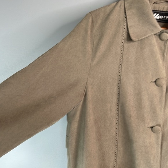 VINTAGE Y2K Marcona Chamois Jacket Olive Green Perforated Seams Size L - Picture 3 of 13